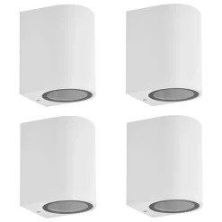 PRIOS utendørs vegglampe Tetje, hvit, rund, 10 cm, sett med 4 stk| Vegglamper Utendørs