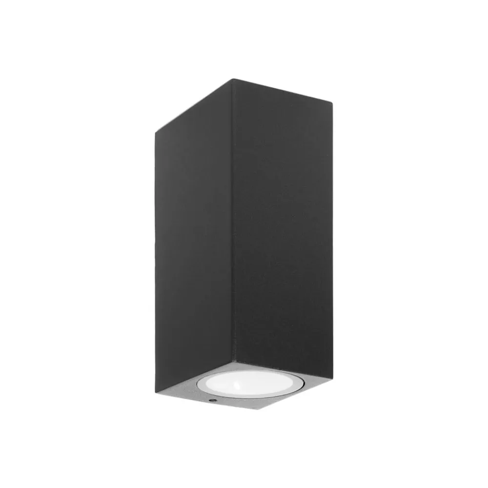 PRIOS utendørs vegglampe Tetje, svart, kantet, 16 cm| Vegglamper Utendørs