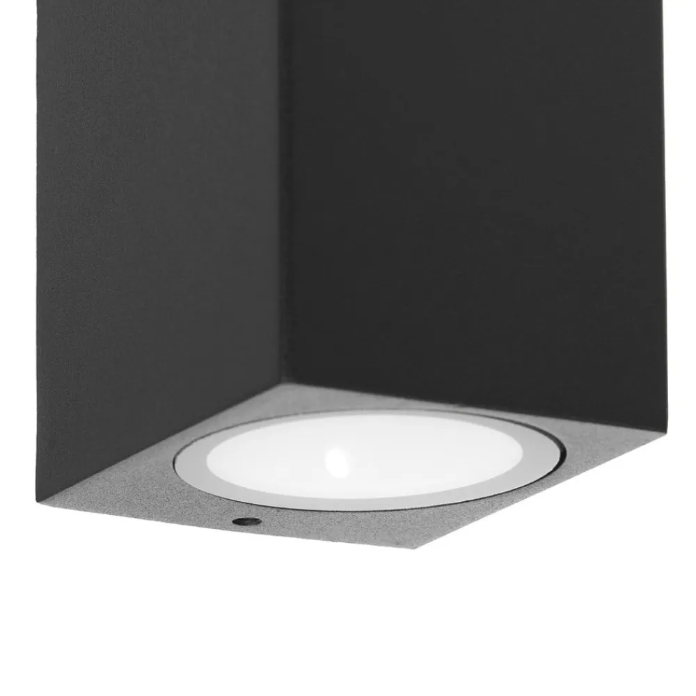 PRIOS utendørs vegglampe Tetje, svart, kantet, 16 cm| Vegglamper Utendørs