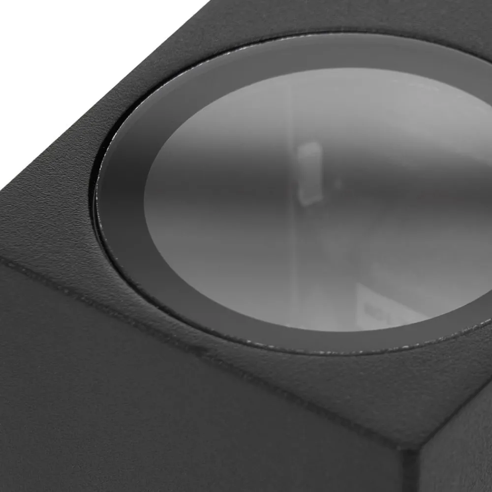 PRIOS utendørs vegglampe Tetje, svart, kantet, 16 cm| Vegglamper Utendørs