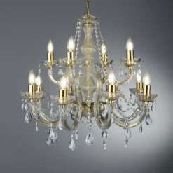 Searchlight 12-punkt lysekrone MARIE THERESE, messing Online