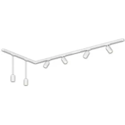 Briloner RAIL 230 V skinnesystem, hvit, 4 spots, 2 pendler, 2,25 m Clearance