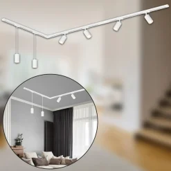 Briloner RAIL 230 V skinnesystem, hvit, 4 spots, 2 pendler, 2,25 m Clearance