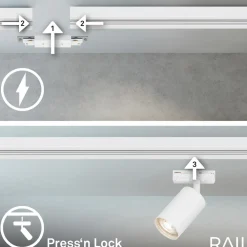 Briloner RAIL 230 V skinnesystem, hvit, 4 spots, 2 pendler, 2,25 m Clearance