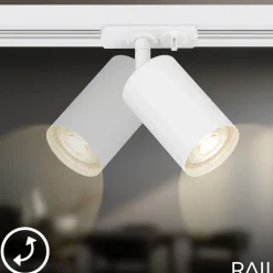Briloner RAIL 230 V skinnesystem, hvit, 4 spots, 2 pendler, 2,25 m Clearance