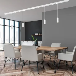 Briloner RAIL 230 V skinnesystem, hvit, 4 LED-pendler, lengde 1,5 m| Skinnesystem