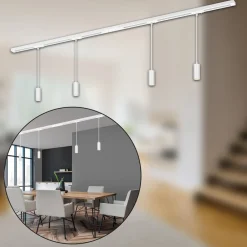 Briloner RAIL 230 V skinnesystem, hvit, 4 LED-pendler, lengde 1,5 m| Skinnesystem