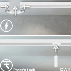 Briloner RAIL 230 V skinnesystem, hvit, 4 LED-pendler, lengde 1,5 m| Skinnesystem