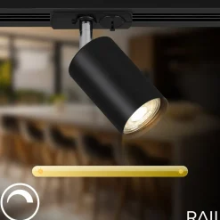 Briloner RAIL 230 V skinnesystem, svart, 4 spots, 2 pendler, 2,25 m| Skinnesystem