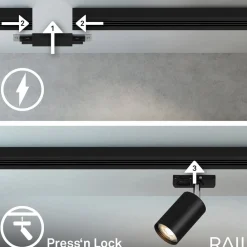 Briloner RAIL 230 V skinnesystem, svart, 4 spots, 2 pendler, 2,25 m| Skinnesystem