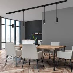 Briloner RAIL 230 V skinnesystem, svart, 4 LED-pendler, lengde 1,5 m| Skinnesystem