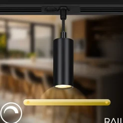 Briloner RAIL 230 V skinnesystem, svart, 4 LED-pendler, lengde 1,5 m| Skinnesystem