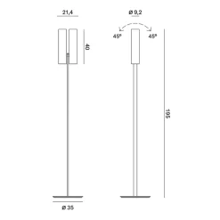 Rotaliana Tobu F1 gulvlampe, 3 000 K, 90°, hvit Sale