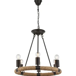 Globo Rund LED-pendellampe Ulleu med hamptau 6 lyskilder Hot