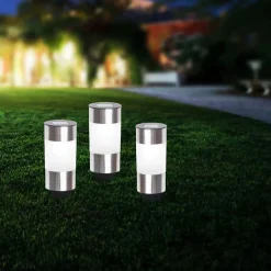 Globo Rund solcelledrevet sokkellampe Valea i stål| Kommersiell Utebelysning|Led-Utendørs