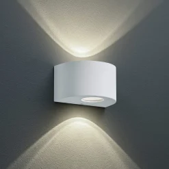 Reality Leuchten Rund utendørs LED-vegglampe Rosario, hvit
