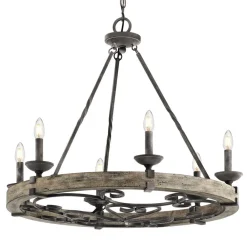 KICHLER Rustikk lysekrone Taulbee, 6 lyskilder| Lysekroner