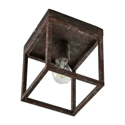 Lindby Rustikk taklampe Emin med metallramme| Taklamper