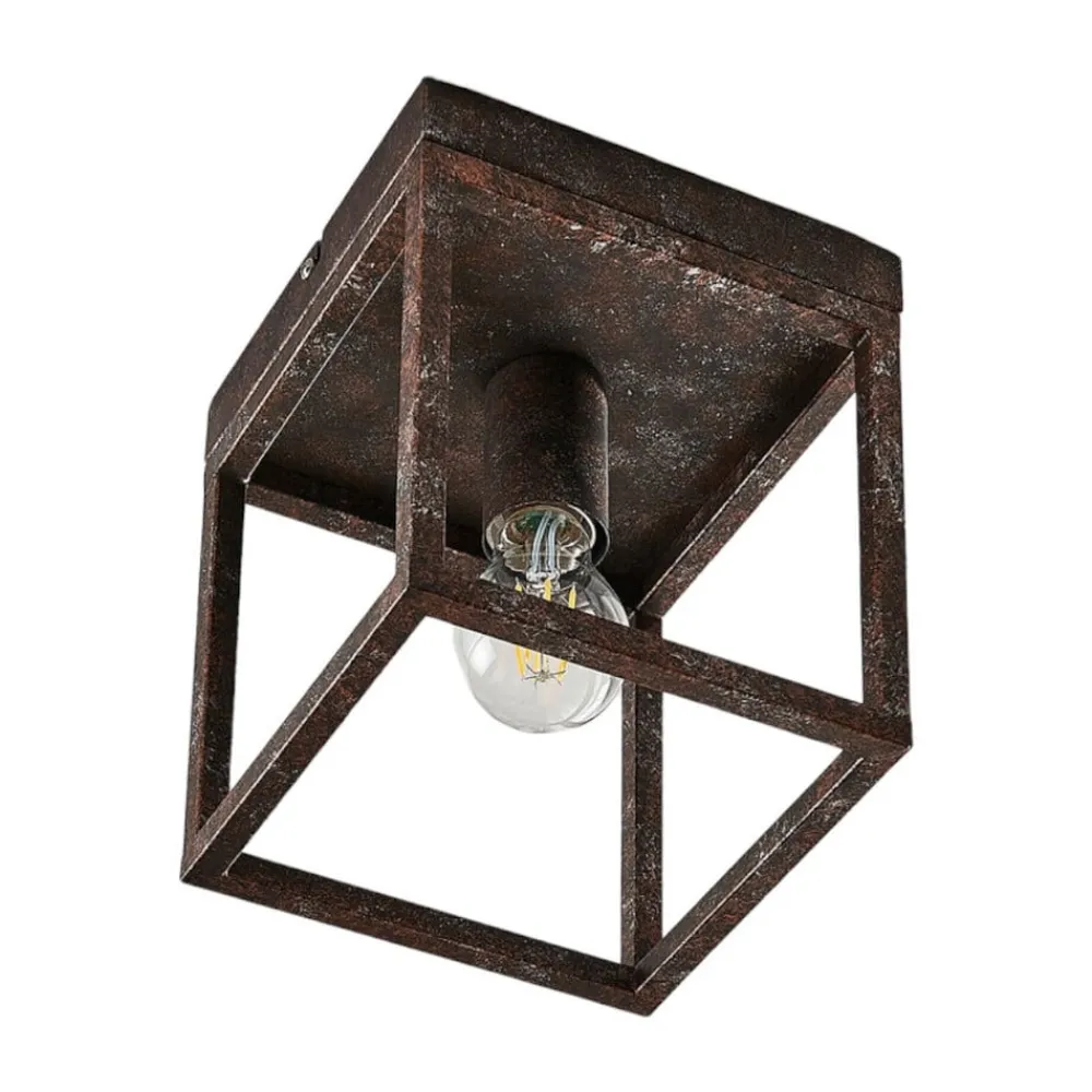 Lindby Rustikk taklampe Emin med metallramme| Taklamper