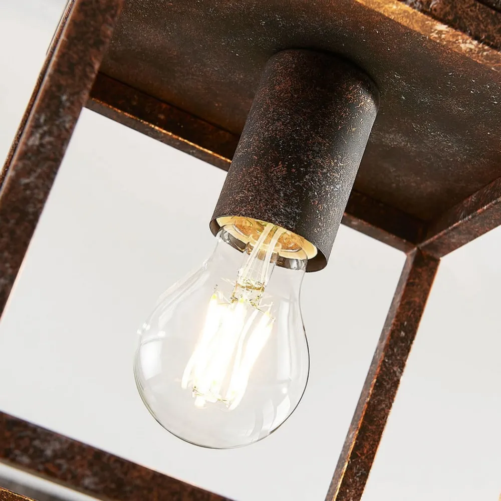 Lindby Rustikk taklampe Emin med metallramme| Taklamper