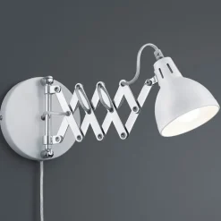 Reality Leuchten Sakse-vegglampe, hvit, metall, støpsel, trekkspill