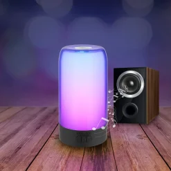 Globo Sandrina LED-bordlampe, grå, Ø 10 cm Bluetooth, RGB| Smarthus Belysning