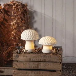 STAR TRADING Sandy LED-solcellelampe, 24 cm, hvit, plast, soppform| Julebelysning|Dekorasjonsbelysning