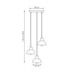 EMIBIG LIGHTING Seco pendellampe, Ø 30 cm, svart, metall/tre, 3 lyskilder. Best