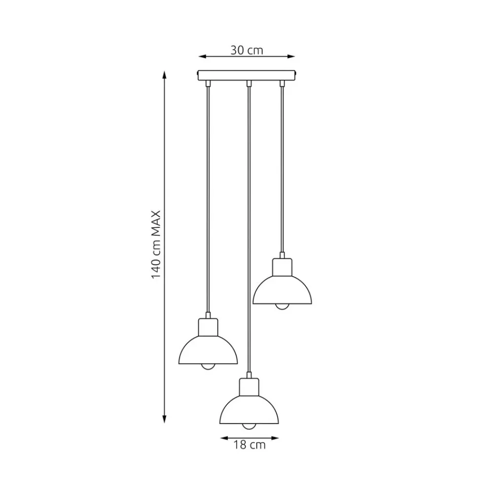 EMIBIG LIGHTING Seco pendellampe, Ø 30 cm, svart, metall/tre, 3 lyskilder. Best