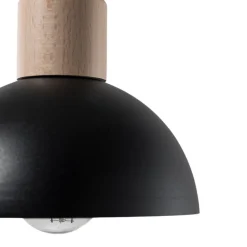 EMIBIG LIGHTING Seco pendellampe, Ø 18 cm, svart, metall/tre| Pendellamper