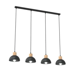 EMIBIG LIGHTING Seco pendellampe, lengde 90 cm, svart, metall/tre, 4 lyskilder. Online