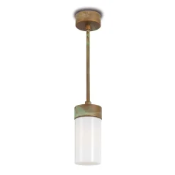 Moretti Luce Silindar 3358 hengelampe, antikk messing/opal| Pendellamper Utendørs