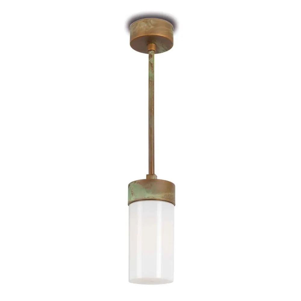 Moretti Luce Silindar 3358 hengelampe, antikk messing/opal| Pendellamper Utendørs