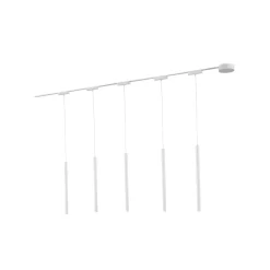 Lindby Skinne system 48V Lumaro, pendel, rørpære, 5 lyskilder, hvit, CCT