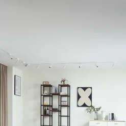 Lindby Skinne system 48V Lumaro, spot, 9 lyskilder, hvit, Ø4cm, 13 cm| Kontorbelysning|Skinnesystem