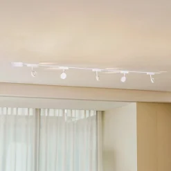 Lindby Skinnesystem 48 V Lumaro, spot, 5 lyskilder, hvit, Ø7cm, dimbar| Kontorbelysning|Skinnesystem