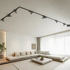 Lindby Skinnesystem Lumaro, lyskilder, 7 lyskilder, svart, 48 V, dimbar| Skinnesystem