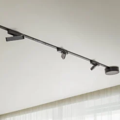 Lindby Skinnesystem Lumaro, lyskilder, 7 lyskilder, svart, 48 V, dimbar| Skinnesystem