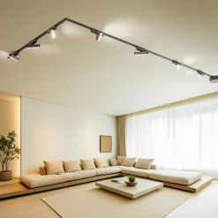 Lindby Skinnesystem Lumaro, lyslist, 7 lyskilder, svart, 48 V, dimbar| Kontorbelysning|Led-Innendørs