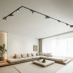 Lindby Skinnesystem Lumaro, lyslist, 7 lyskilder, svart, 48 V, dimbar| Kontorbelysning|Led-Innendørs