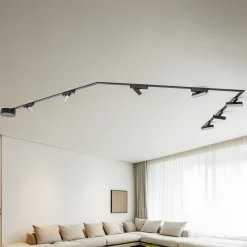 Lindby Skinnesystem Lumaro, lyslist, 7 lyskilder, svart, 48 V, dimbar| Kontorbelysning|Led-Innendørs