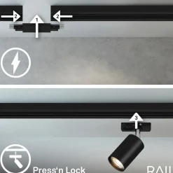 Briloner Skinnesystem RAIL 230 V svart 6 spots 2,25 m hjørnekontakt Clearance