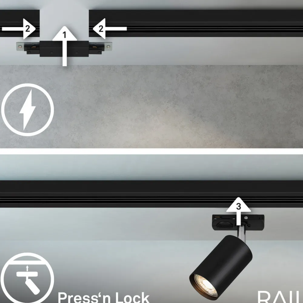 Briloner Skinnesystem RAIL 230 V svart 6 spots 2,25 m hjørnekontakt Clearance