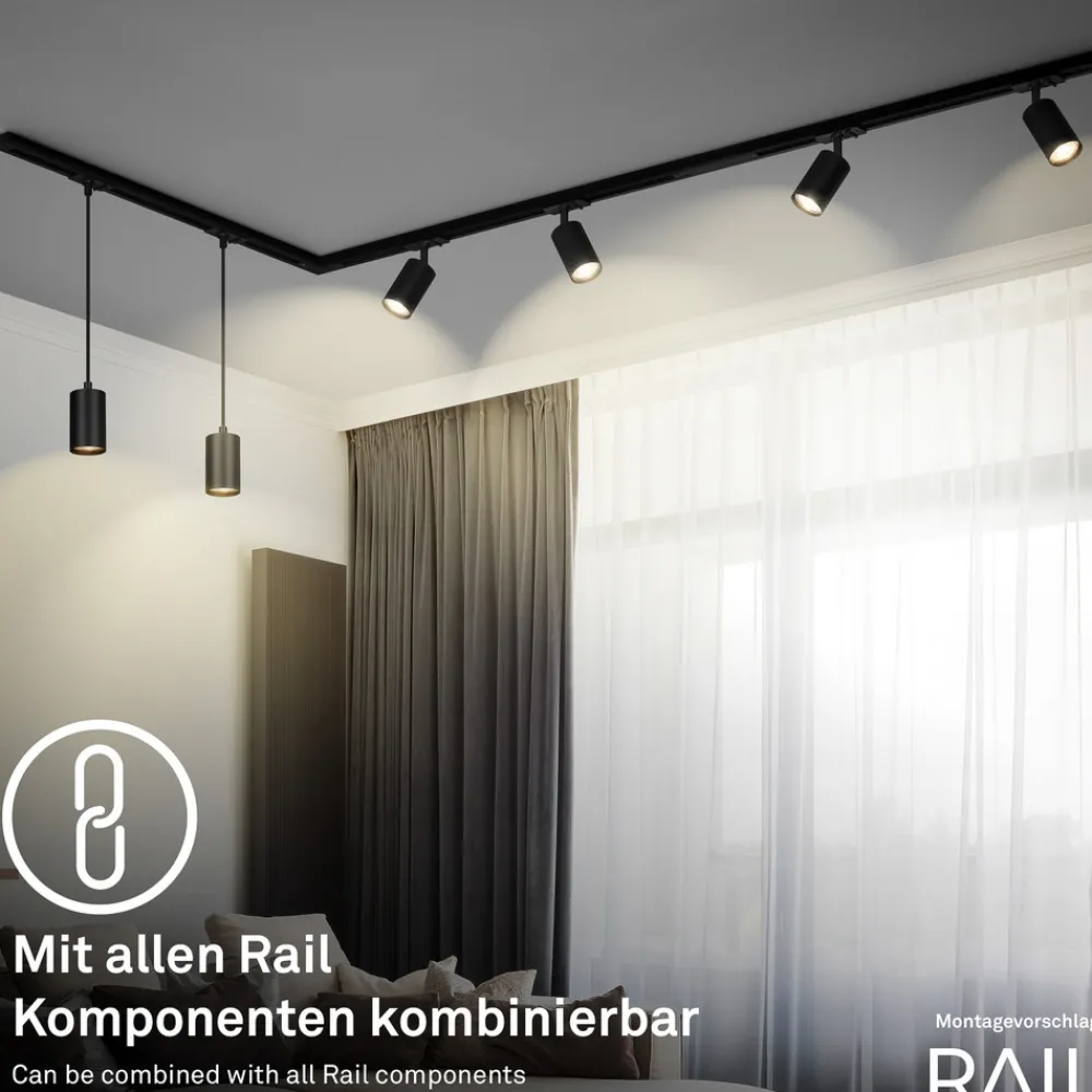 Briloner Skinnesystem RAIL 230 V svart 6 spots 2,25 m hjørnekontakt Clearance