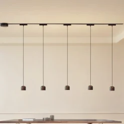 Lindby Skinnesystem 48V Lumaro, pendel, sylinder, 5 lyskilder, svart Best