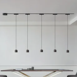 Lindby Skinnesystem 48V Lumaro, pendel, sylinder, 5 lyskilder, svart Best