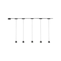 Lindby Skinnesystem 48V Lumaro, pendel, sylinder, 5 lyskilder, svart Best