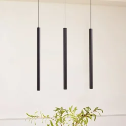 Lindby Skinnesystem 48V Lumaro, pendel, rørpære, 3 lyskilder, svart| Skinnesystem