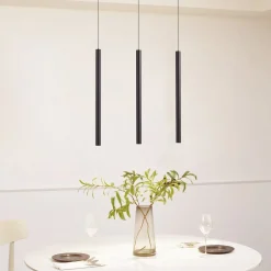 Lindby Skinnesystem 48V Lumaro, pendel, rørpære, 3 lyskilder, svart| Skinnesystem
