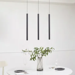 Lindby Skinnesystem 48V Lumaro, pendel, rørpære, 3 lyskilder, svart| Skinnesystem